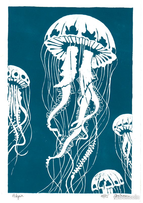 "Pelagia", linogravure originale signée Spada (image 1)