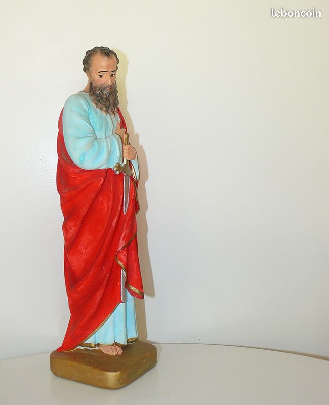 Statuette Religieuse Ancienne et rare de Saint-Paul hauteur 33cm (image 2)