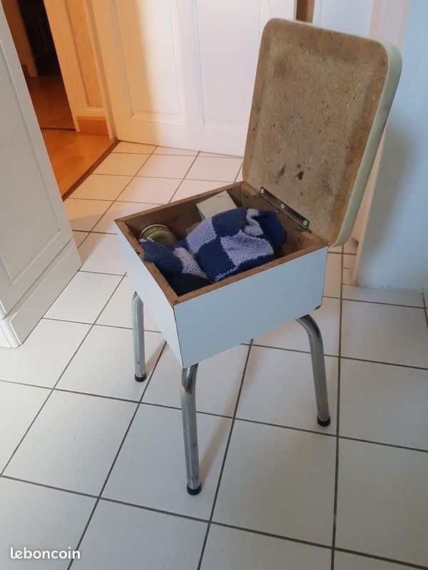 Tabouret avec caisson rangement bois pieds inox faire offre (image 2)