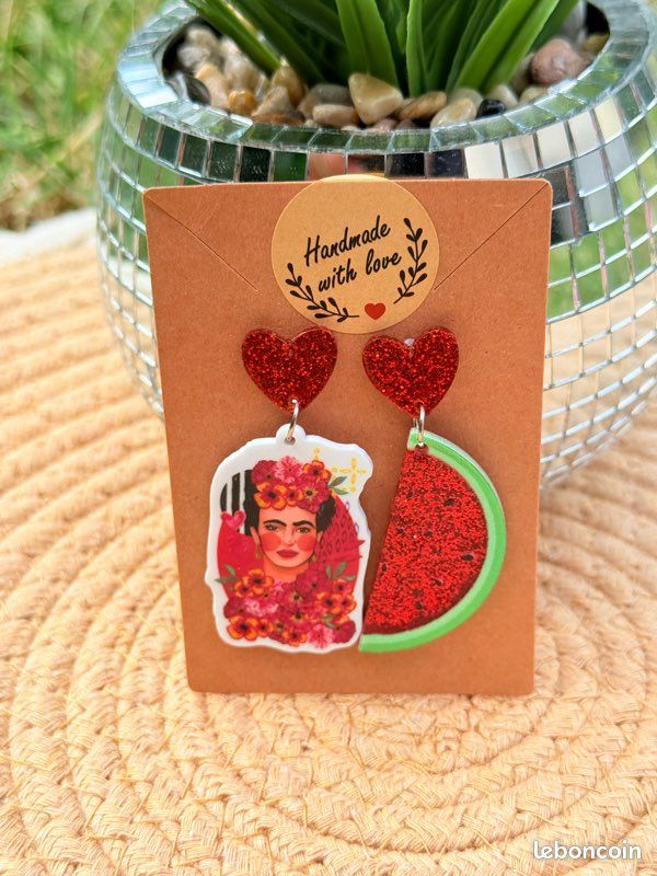 Boucles d’oreilles Frida Kahlo pastèque (image 8)