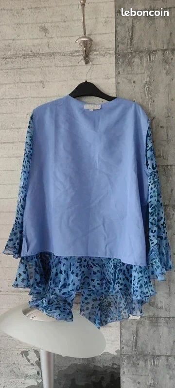 Tunique Femme Bleu Bonheur Taille L – Turquoise Brodée – Manches Longues