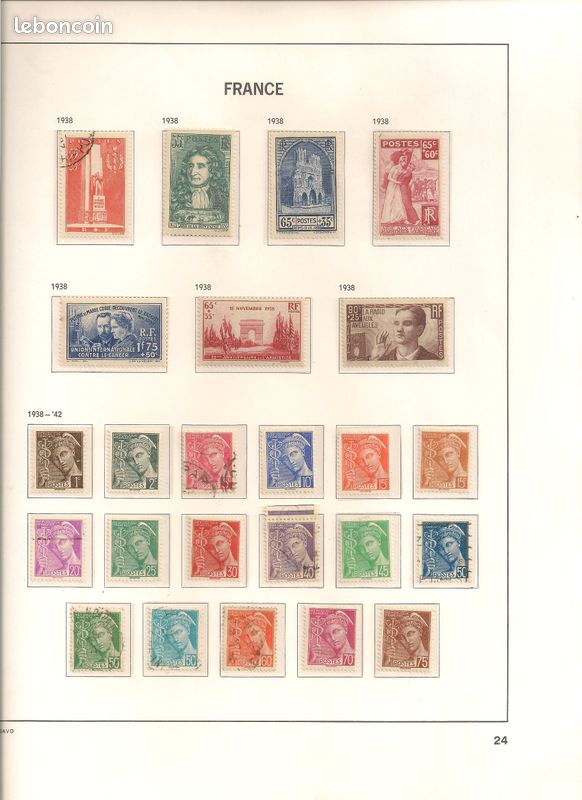 Lot de timbre france de 1935 à 1940 type o ou neuf (image 7)