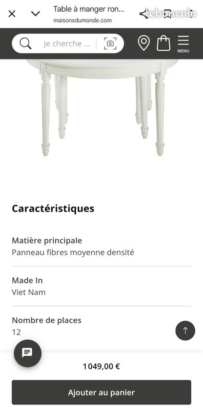 À vendre – Table ronde extensible LOUIS de Maisons du Monde, 4 à 12 personnes – 300 EUR (image 12)
