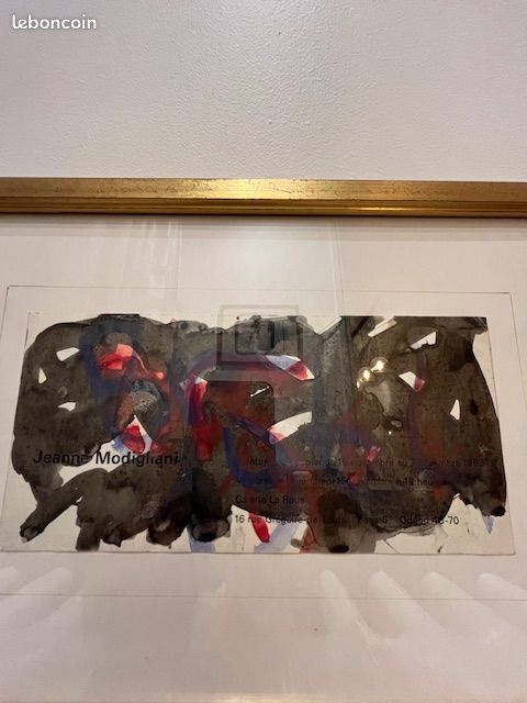 Jeanne modiglani – technique mixte sur papier – encadrée sous verre (image 2)