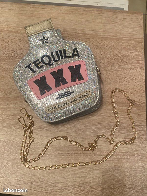 Sac bandoulière rigide forme Bouteille Tequila Paillettes - Neuf (image 1)