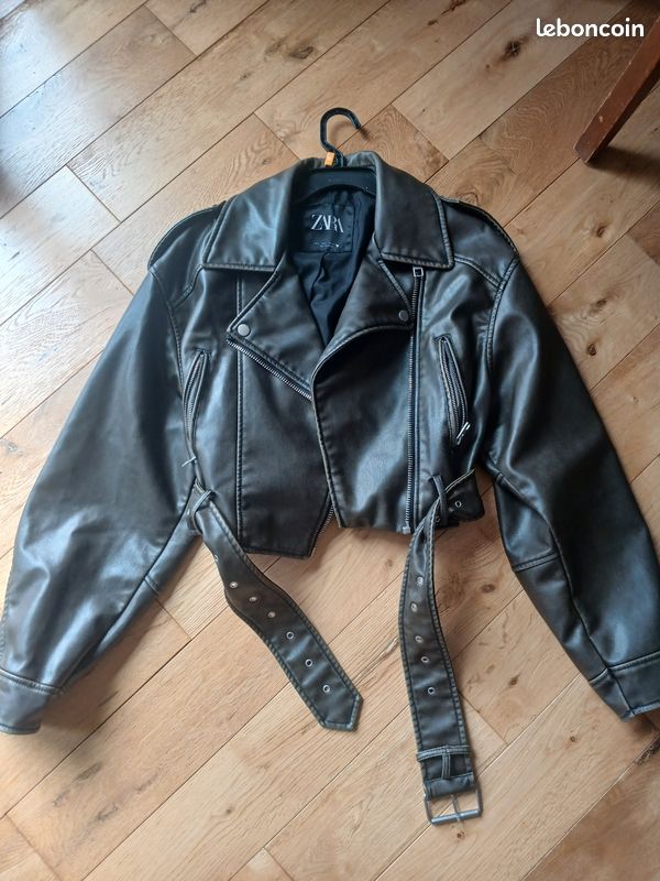 Veste Simili Cuir Zara – Taille M, Couleur Noire – Neuf Avec étiquettes, Style Casual