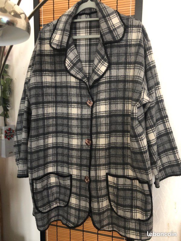Chemise Longue Vintage à Rayures Grises - Taille 48, Coupe Droite - Occasion
