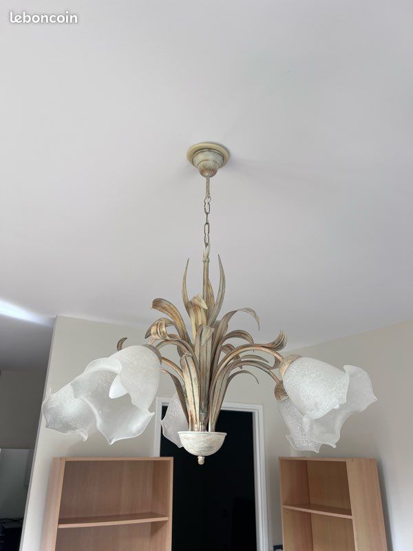 Lustre Chandelier 5 Branches Shabby Chic – Style Campagne, Intérieur, Très Bon état