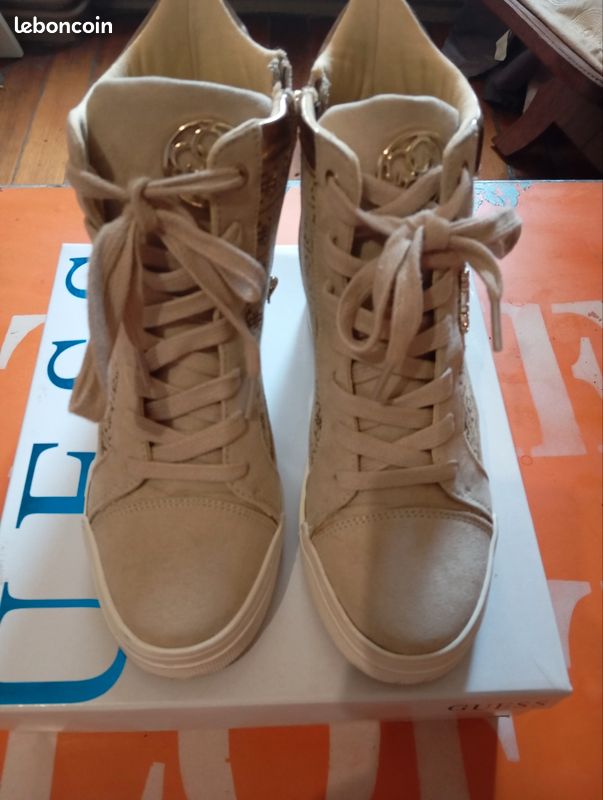 Guess Wedge Sneakers Tan GUESS Decia Fashion Wedge Women's Tennis