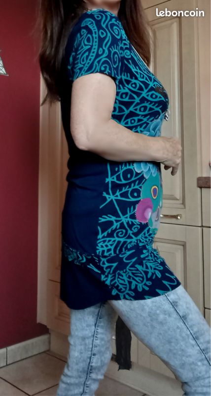 Robe-tunique Desigual Femme Taille L (40) Multicolore Fleurie - Coton, été, Très Bon état