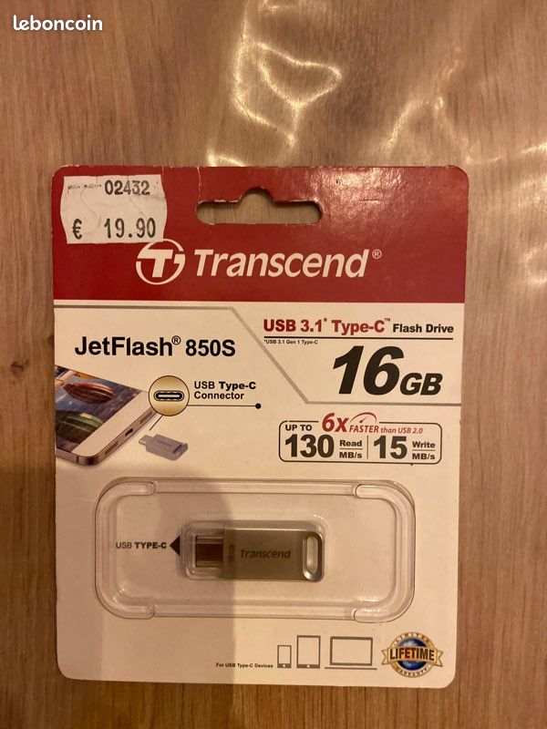 Clé usb-c jetflash Transcend USB 3.1 16GB (image 1)