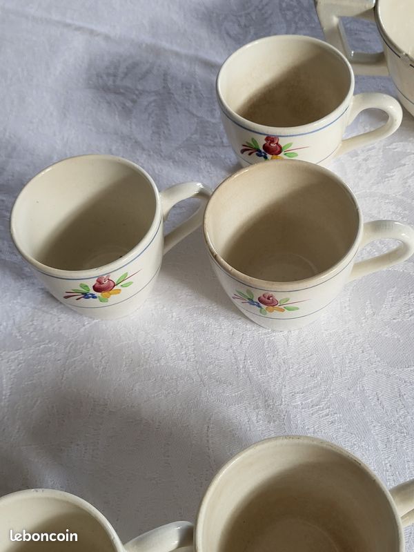 Tasses à café, à thé et crémier Gien, brocante (image 5)