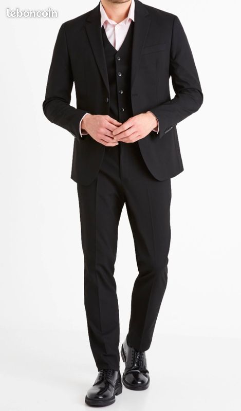 Costume Stretch Noir Veste Taille 50 Pantalon taille 44 -NEUF