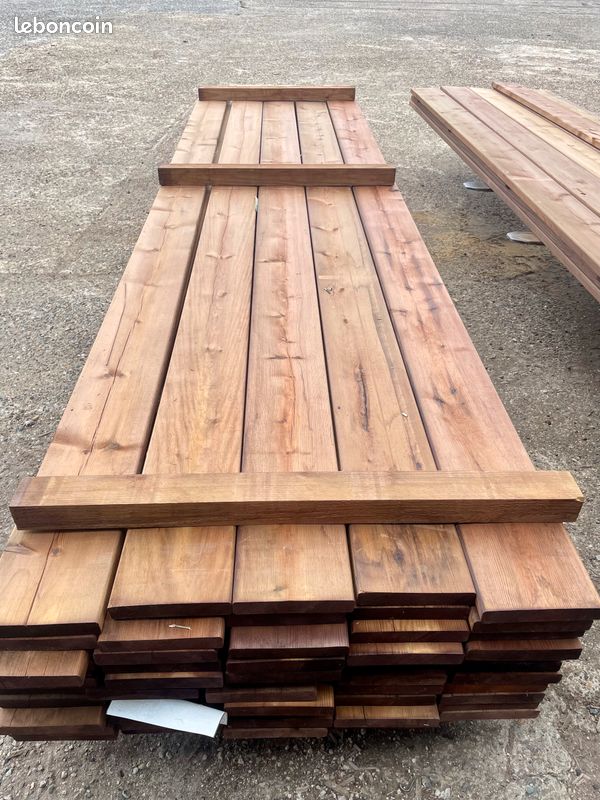 Lames de terrasse XXL 34x195 mm, en pin du Nord, traitées par autoclave classe 4 brun, déclassées (image 4)