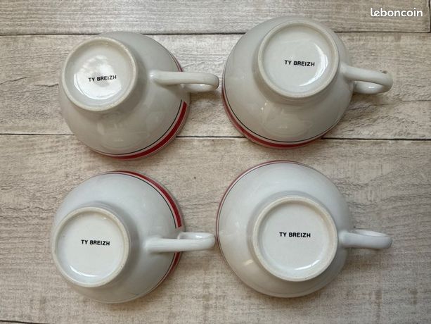 Lot De 2 Bolées à Cidre Bretonnes TY Breizh – Céramique Blanche Vintage