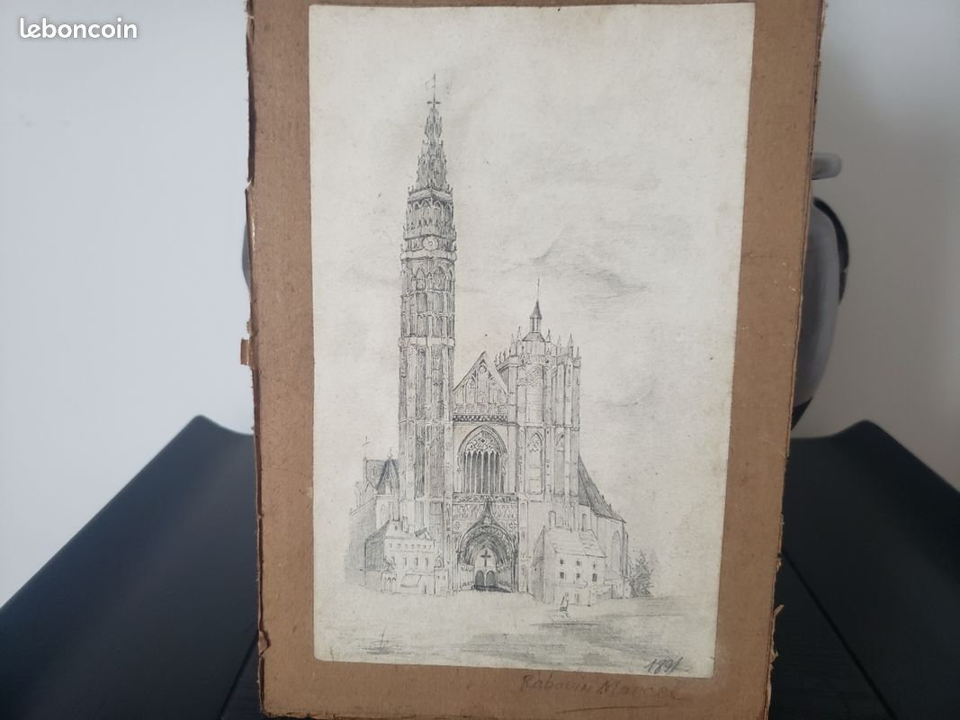 Dessin Original Ancien - Brique De Liège Rostellan Irlande - Crayon XIXème