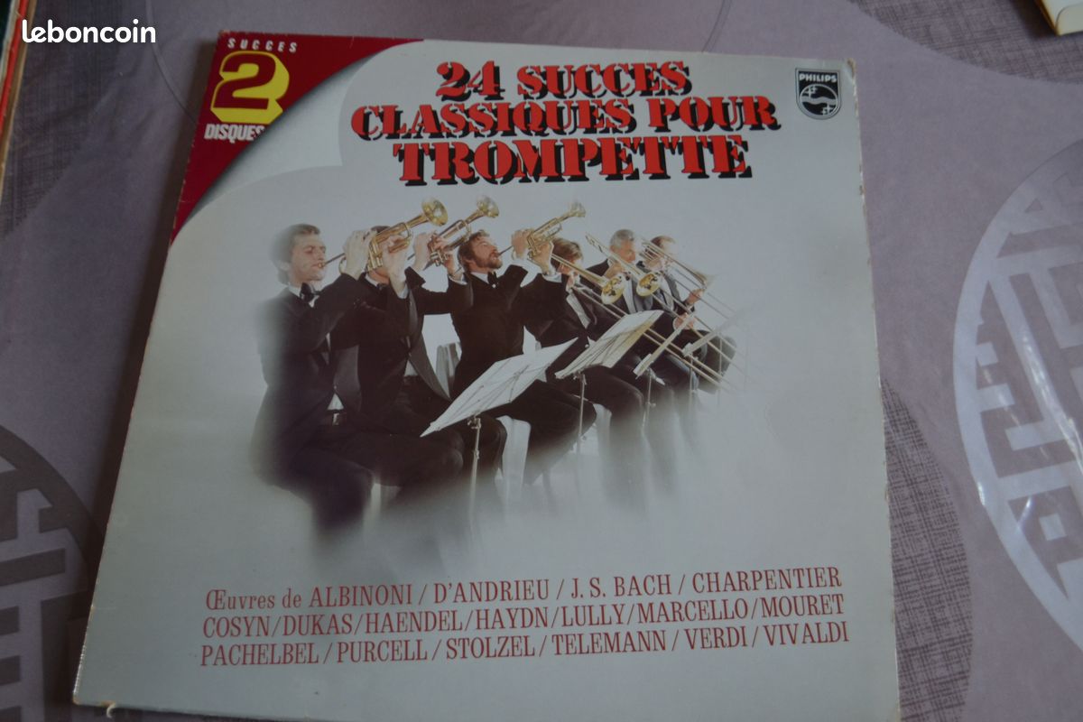 Lot de 2 Disques vinyle 33t 24 succès classiques pour trompettes oeuvres d'/d'Adrieu/ Albinoni .. (image 1)