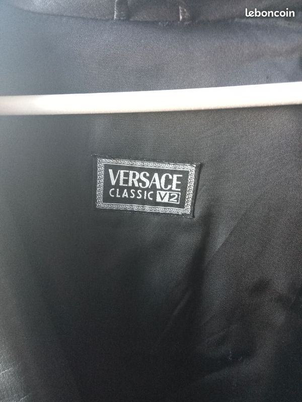 Veste en cuir noir de marque Versace XL (image 3)