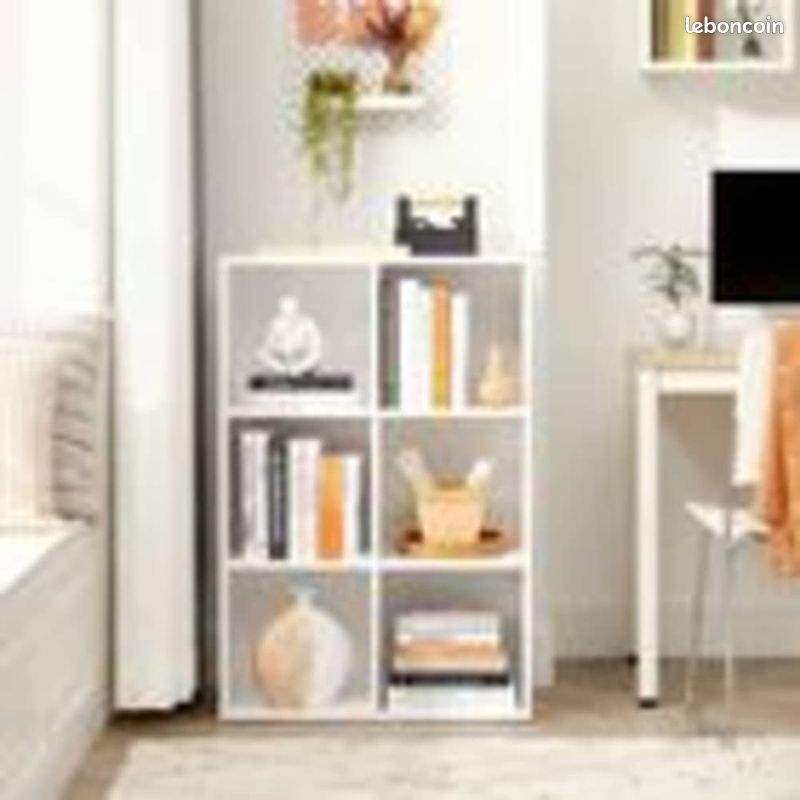 Bibliothèque 6 Etagères Compartiments Meuble de Rangement Livres Vêtements Bureau Chambre Salon (image 5)