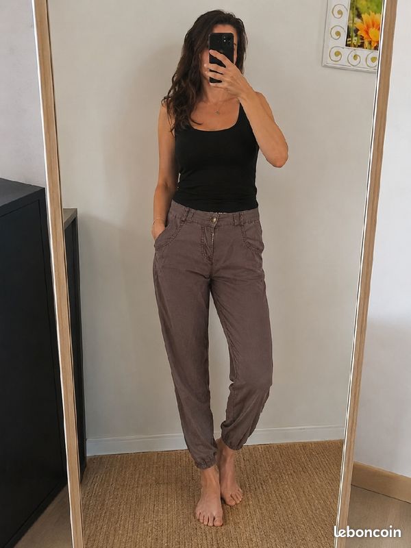 đ IdĂ©al pour cet Ă©tĂ© NAF NAF Taille 36 Pantalon fluide marron type sarouel en parfait Ă©tat đ (image 1)
