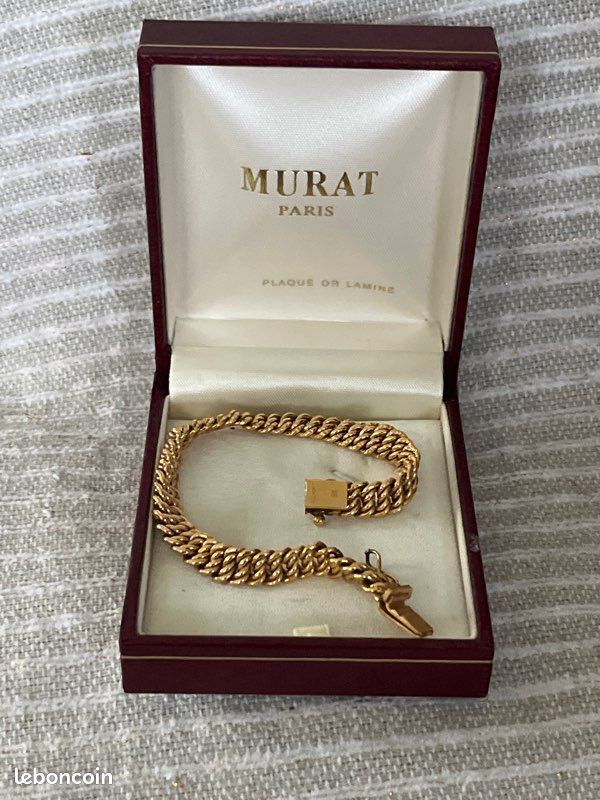Bracelet Gourmette Vintage Murat - Plaqué Or, Maille Américaine - Occasion