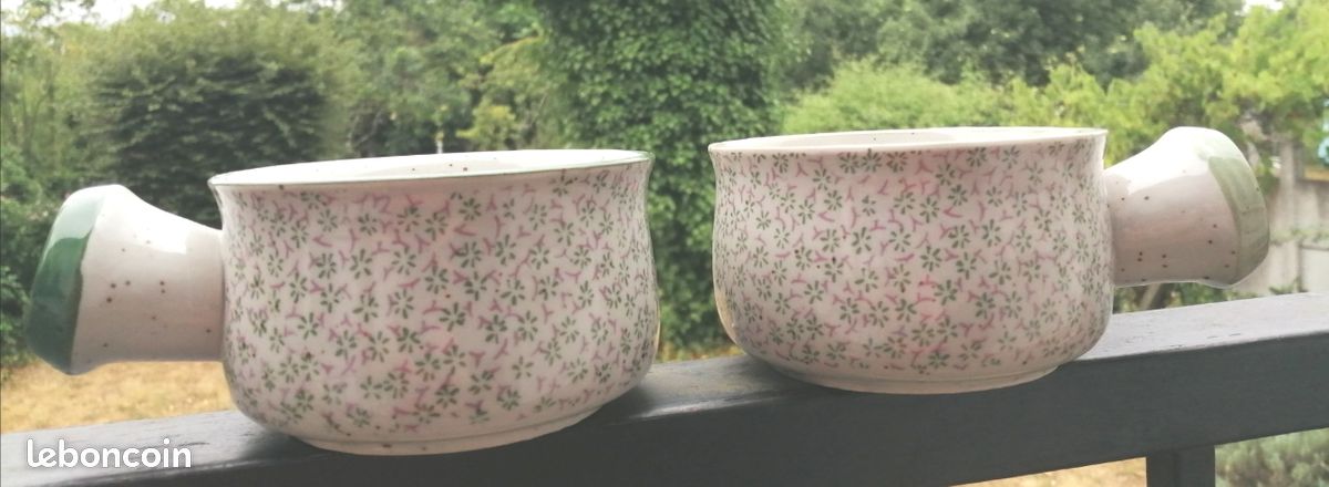 2 poëlons en grès Vintage / motif petites fleurs (image 1)