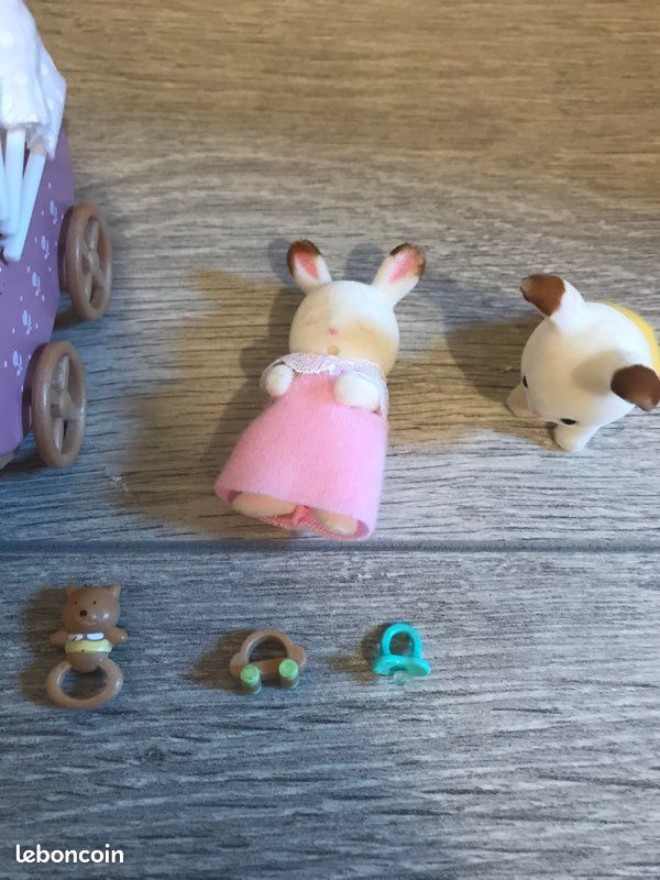 Poussette double et jumeaux lapin chocolat sylvanian (image 3)