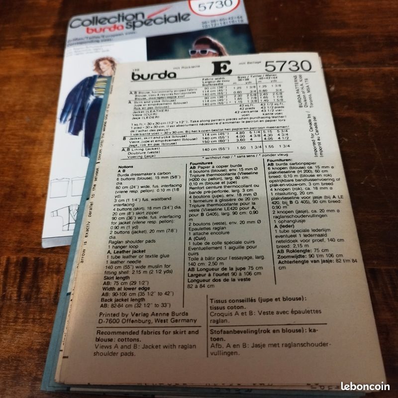 Patron Burda été tailleur ensemble veste jupe top blouse sans manches taille 36 à 44 (image 5)