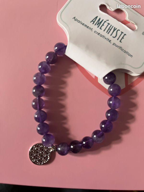 Bracelet avec boules en amethyste (image 2)