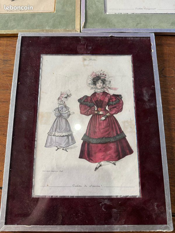Lot de gravures de mode anciennes encadrées – style XIXe / La Mode (image 2)
