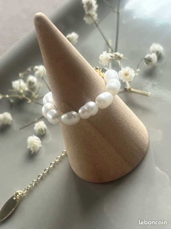 Bague ajustable perle d’eau douce (image 1)