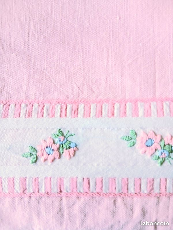 NEUF 1 drap rose 100 % coton 2 p (image 1)