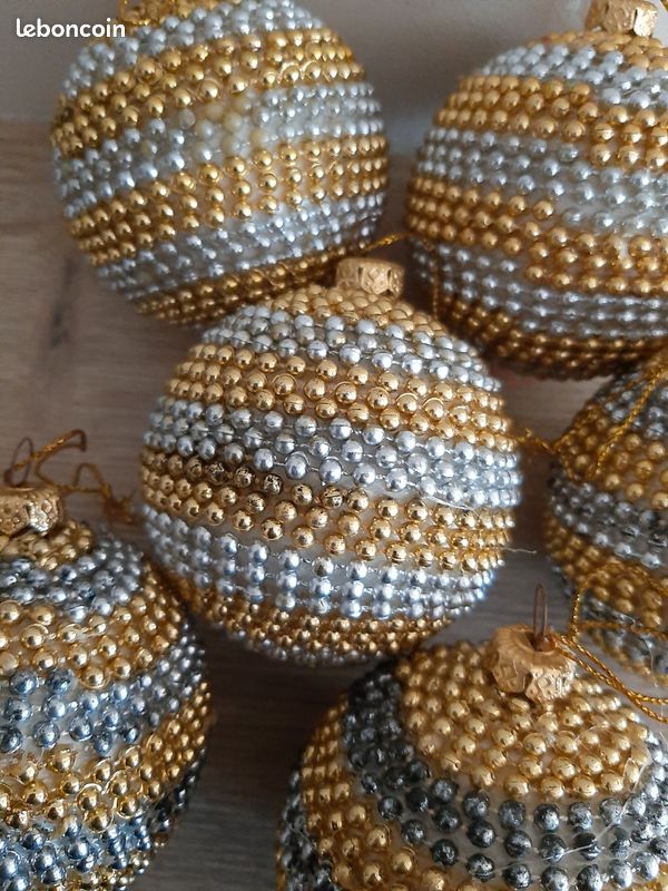 Lot de 6 boules grises et dorées (image 6)