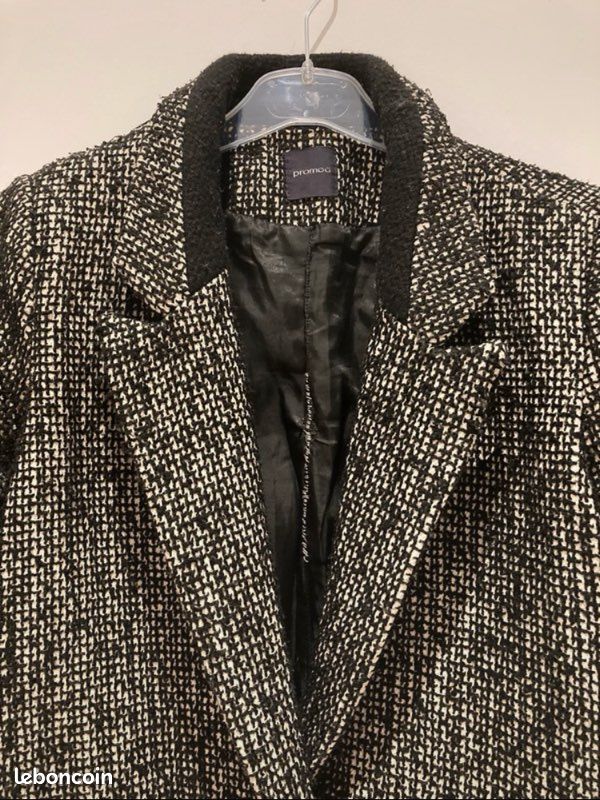 Manteau droit long tweed Promod taille 34 (image 2)