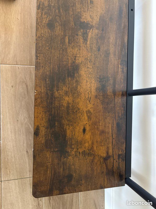 Meuble entrée avec miroir en bois et métal noir (image 4)