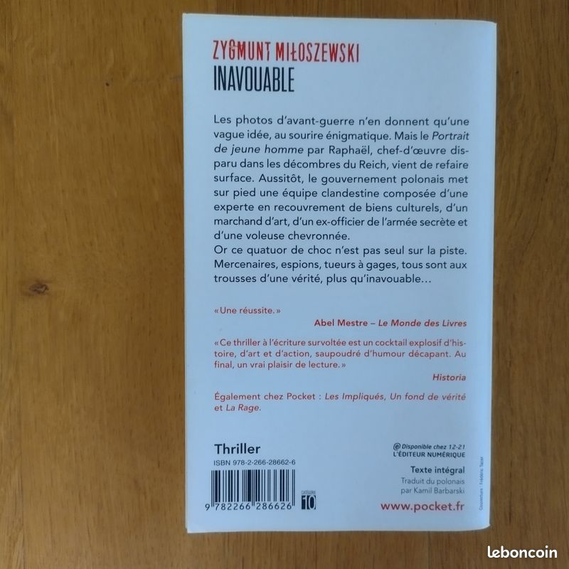 Livre Zygmunt Miloszewski Inavouable (image 2)