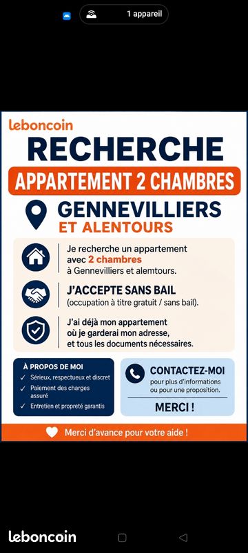 Appartement 3 pièces 53 m² · à Gennevilliers · 53 m² · 1 350 €/mois