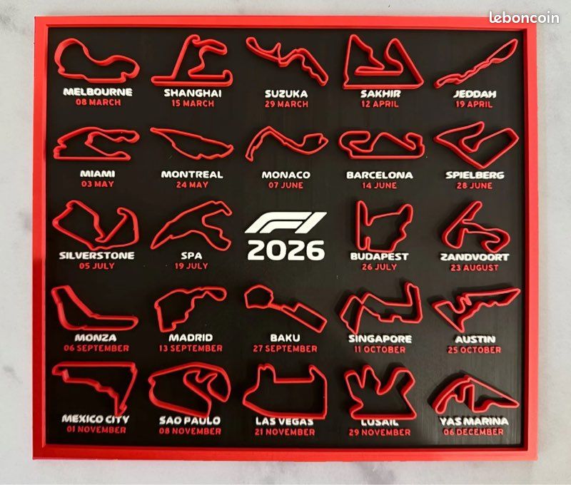 Affiche Imprimée du Calendrier de la Saison F1 2024, Peinture sur Toile, Piste de Circuits de Course de Formule 1, Tableau d'Art Mural pour la Décoration de la Maison  15