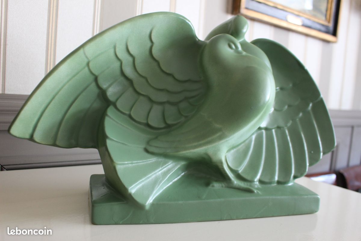 Lejan - Pigeons céramique -art déco 1930 (image 2)