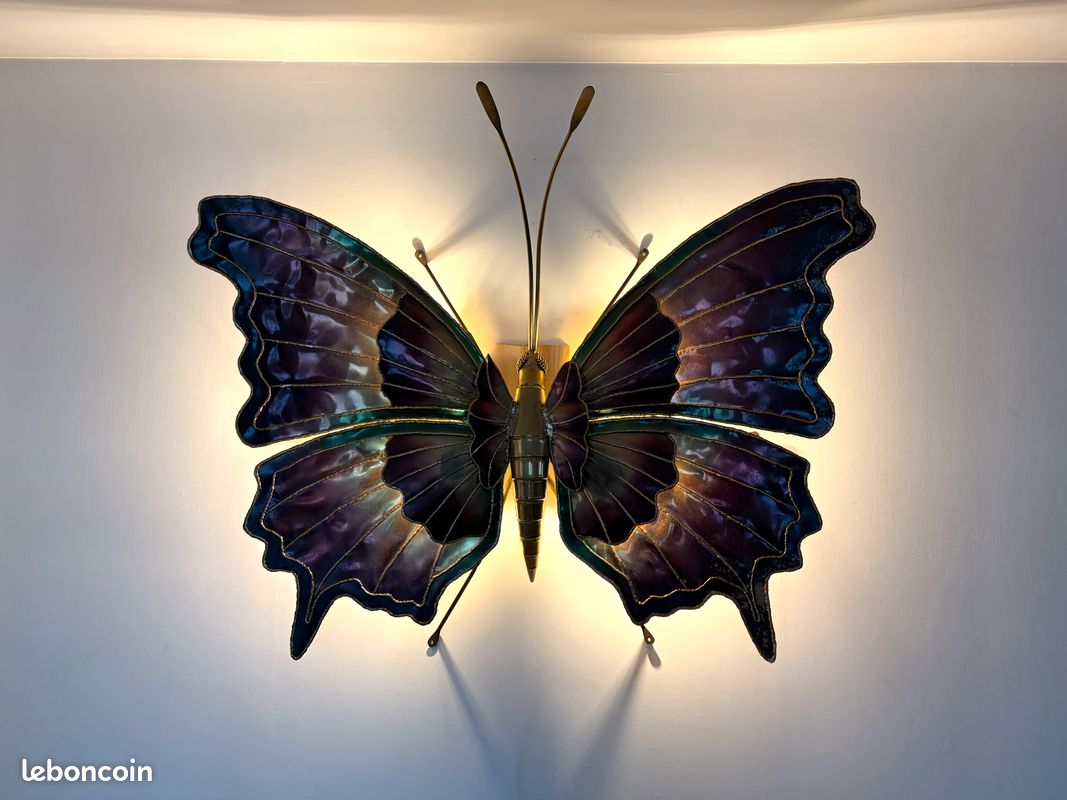 Lampe De Table Insecte Henri Fernandez - Style Vintage Verre Multicolore