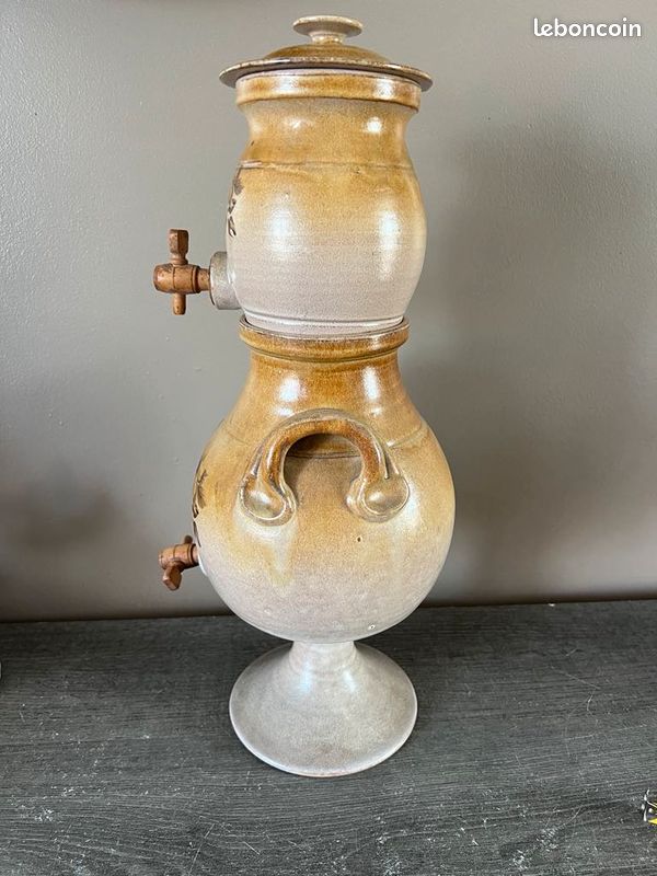 Fontaine à Pastis et Eau Fraîche en Grès Céramique Vintage – 47 cm – Décor Floral (image 4)