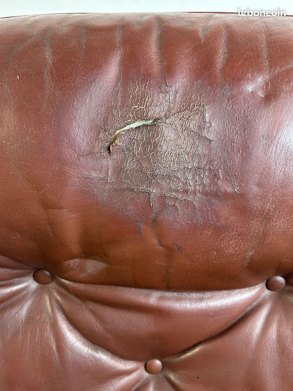 Fauteuil Club Et Ottoman En Cuir Gôte Möbler Suède 1960 - Design Vintage Marron