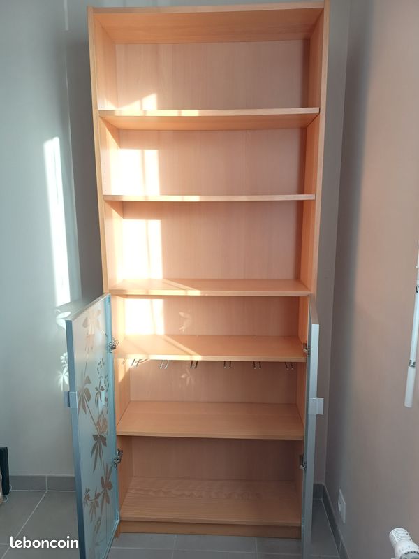 Meuble Billy 80x203x28cm avec portes vitrées (image 2)
