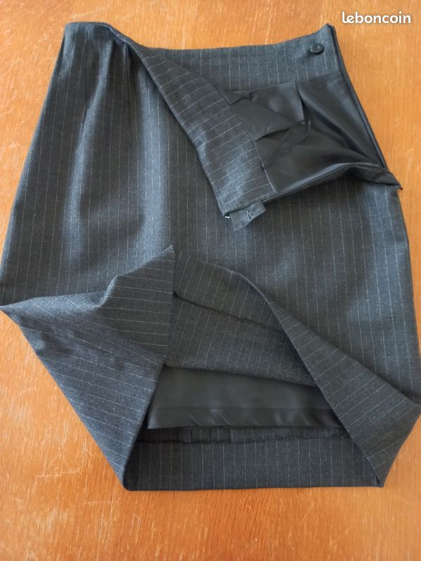 Jupe New Man En Tweed Gris - Boutonnée - Taille 38 FR - Bon état