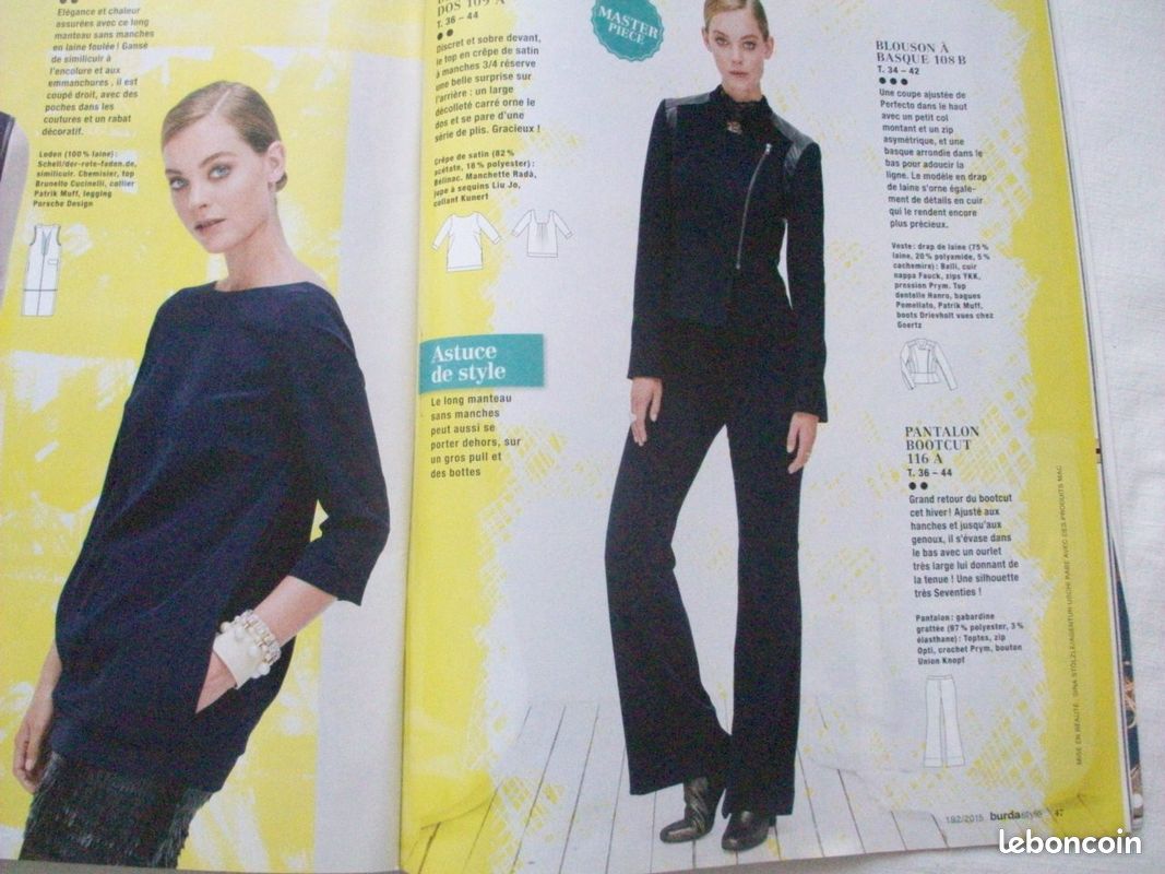Magazine Burda style patrons tailles: 34/42 et 44/52 déc 2015 (image 11)