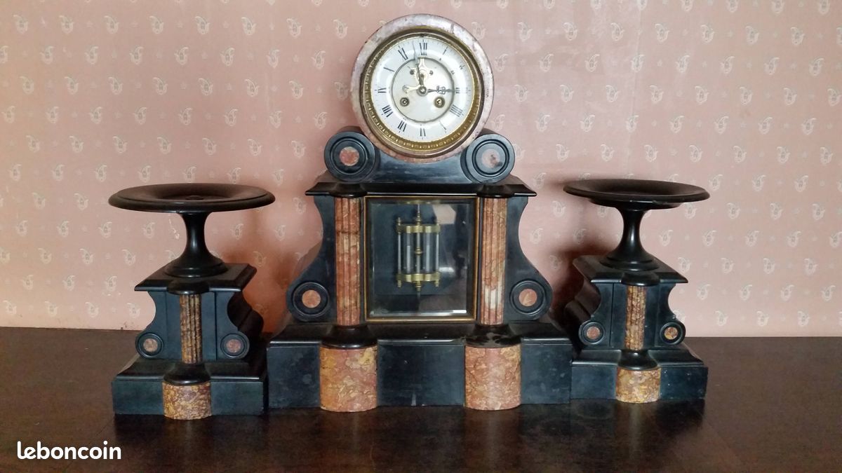 Pendule de notaire Napoléon III en marbre (image 1)