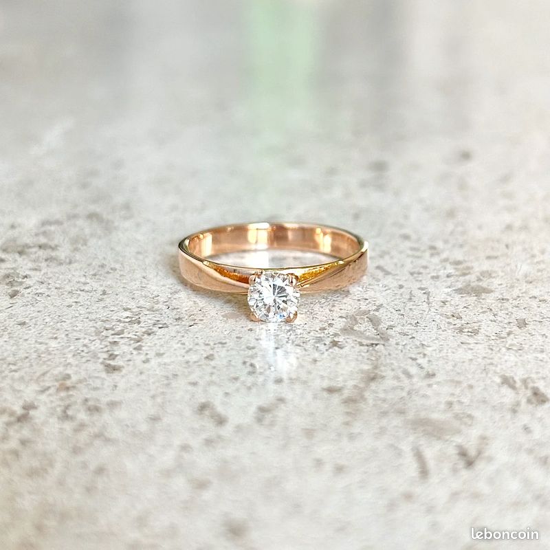 Bague Solitaire - Or Rose 750 & Diamant (image 3)