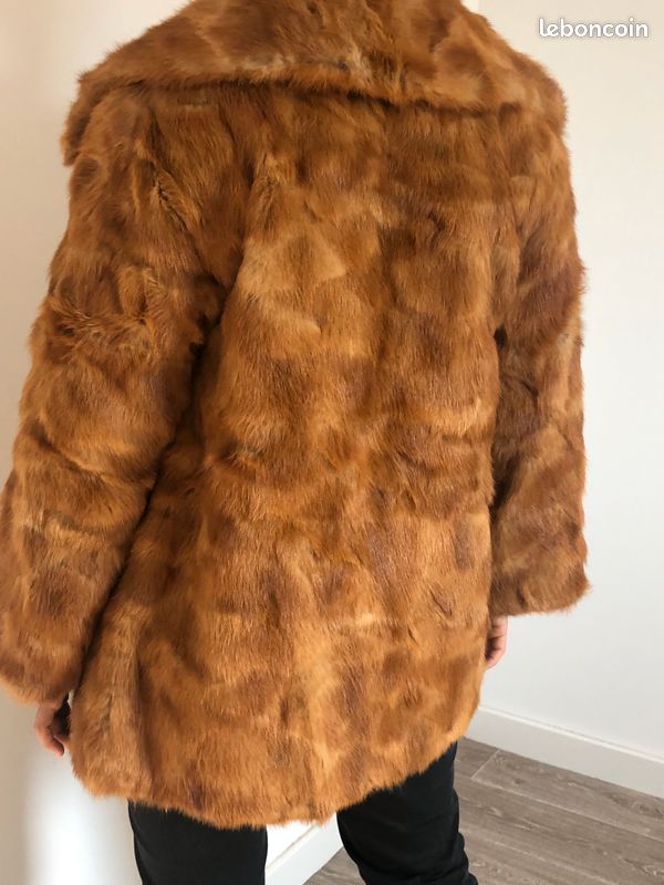 Manteau Vintage En Fourrure De Vison Véritable - Marque Richard B, Taille XL, Couleur Noire, Parfait état