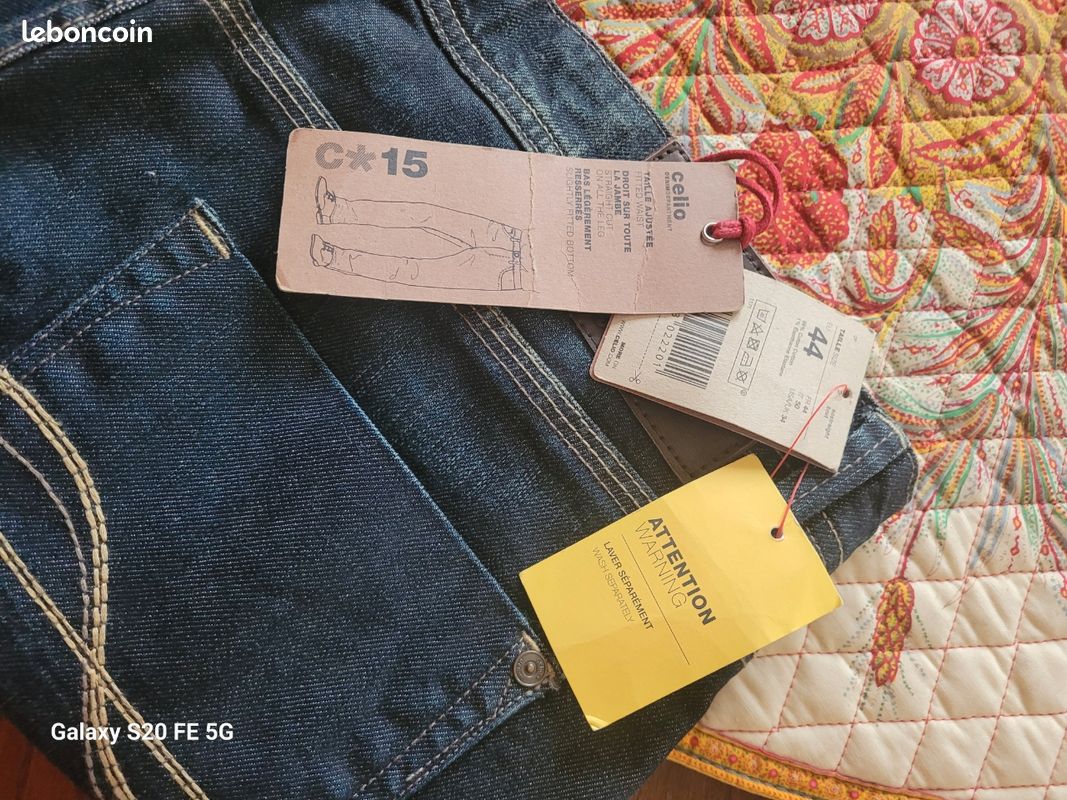 Jean Homme Celio Taille 44 - Neuf Sans étiquettes, Couleur Bleu, Coupe Slim, Basique Et Pratique