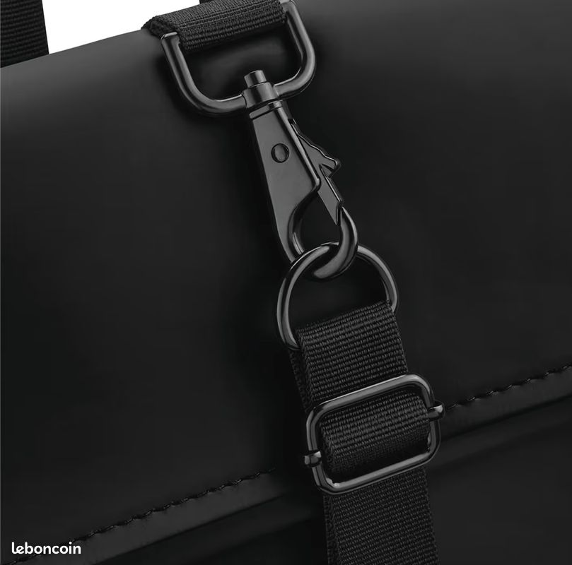 Sac à dos de coursier imperméable noir mat (image 4)